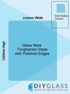 250x1200x12mm Toughened Pool Fence / Balustrade Panels with Polished Edges