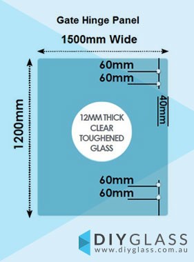 1500 x 1200 x 12mm Glass Pool Fence Hinge Panel